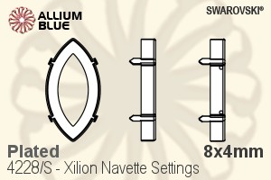 Swarovski Xilion Navette Settings (4228/S) 8x4mm - Plated - Click Image to Close