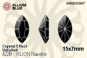 Swarovski XILION Navette Fancy Stone (4228) 15x7mm - Crystal Effect Unfoiled