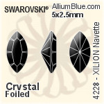 スワロフスキー XILION Navette ファンシーストーン (4228) 5x2.5mm - クリスタル 裏面プラチナフォイル