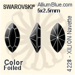スワロフスキー XILION Navette ファンシーストーン (4228) 5x2.5mm - カラー 裏面プラチナフォイル
