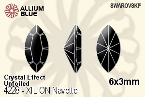 Swarovski XILION Navette Fancy Stone (4228) 6x3mm - Crystal Effect Unfoiled - Click Image to Close