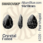 スワロフスキー Pear-shaped ファンシーストーン (4320) 14x10mm - クリスタル 裏面プラチナフォイル