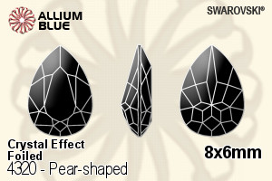 Swarovski Pear-shaped Fancy Stone (4320) 8x6mm - Crystal Effect With Platinum Foiling