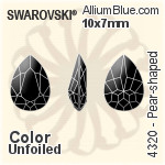 スワロフスキー Pear-shaped ファンシーストーン (4320) 8x6mm - カラー（ハーフ　コーティング） 裏面にホイル無し