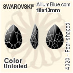 施华洛世奇 梨形 花式石 (4320) 18x13mm - 白色（半涂层） 无水银底