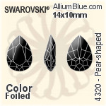 スワロフスキー Pear-shaped ファンシーストーン (4320) 14x10mm - カラー 裏面プラチナフォイル