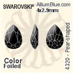 施华洛世奇 长方 花式石 (4500) 3x2mm - 透明白色 白金水银底