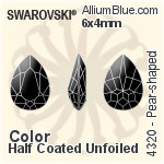 施華洛世奇 梨形 花式石 (4320) 8x6mm - 透明白色 白金水銀底