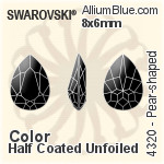 Swarovski Pear-shaped Fancy Stone (4320) 8x6mm - Color (Half Coated) Unfoiled