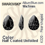 施華洛世奇 梨形 花式石 (4320) 10x7mm - 透明白色 白金水銀底