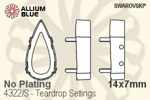 Swarovski Teardrop Settings (4322/S) 14x7mm - No Plating - Click Image to Close