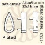 Swarovski Teardrop Settings (4322/S) 22x11mm - Plated