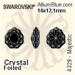 施华洛世奇 Majestic 花式石 (4329) 14x12.1mm - 透明白色 白金水银底