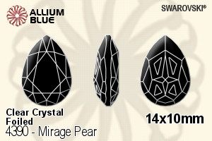 施华洛世奇 Mirage Pear 花式石 (4390) 14x10mm - 透明白色 白金水银底