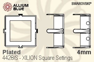 Swarovski XILION Square Settings (4428/S) 4mm - Plated - Click Image to Close