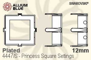 Swarovski Princess Square Settings (4447/S) 12mm - Plated - Haga Click en la Imagen para Cerrar
