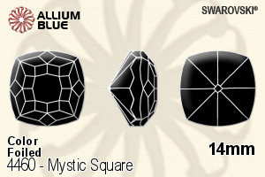Swarovski Mystic Square Fancy Stone (4460) 14mm - Color With Platinum Foiling - Click Image to Close