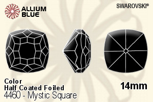 Swarovski Mystic Square Fancy Stone (4460) 14mm - Color (Half Coated) With Platinum Foiling - Haga Click en la Imagen para Cerrar