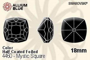 Swarovski Mystic Square Fancy Stone (4460) 18mm - Color (Half Coated) With Platinum Foiling - Click Image to Close