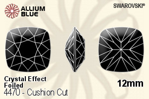 スワロフスキー Cushion カット ファンシーストーン (4470) 12mm - クリスタル エフェクト 裏面プラチナフォイル