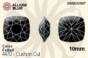 スワロフスキー Cushion カット ファンシーストーン (4470) 10mm - カラー 裏面プラチナフォイル
