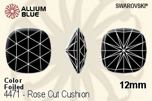 スワロフスキー Rose カット Cushion ファンシーストーン (4471) 12mm - カラー 裏面プラチナフォイル - ウインドウを閉じる