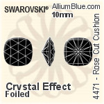 Swarovski Rose Cut Cushion Fancy Stone (4471) 10mm - Crystal Effect With Platinum Foiling