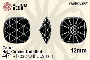 施華洛世奇 玫瑰式切割 Cushion 花式石 (4471) 12mm - 顏色（半塗層） 無水銀底