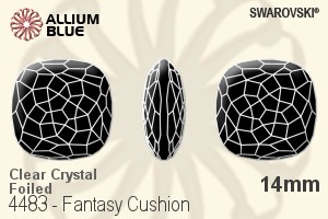 Swarovski Fantasy Cushion Fancy Stone (4483) 14mm - Clear Crystal With Platinum Foiling