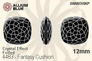 施華洛世奇 Fantasy Cushion 花式石 (4483) 12mm - 白色（半塗層） 白金水銀底