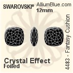 Swarovski Fantasy Cushion Fancy Stone (4483) 12mm - Clear Crystal With Platinum Foiling