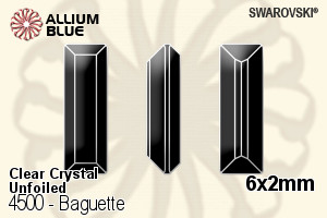 Swarovski Baguette Fancy Stone (4500) 6x2mm - Clear Crystal Unfoiled
