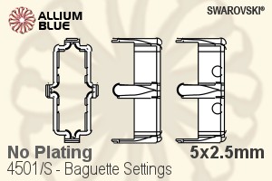 Swarovski Baguette Settings (4501/S) 5x2.5mm - No Plating - Haga Click en la Imagen para Cerrar