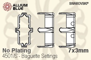 スワロフスキー Baguetteファンシーストーン石座 (4501/S) 7x3mm - メッキなし - ウインドウを閉じる