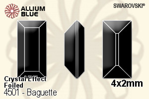 Swarovski Baguette Fancy Stone (4501) 4x2mm - Crystal Effect With Platinum Foiling