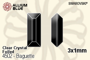 Swarovski Baguette Fancy Stone (4502) 3x1mm - Clear Crystal With Platinum Foiling