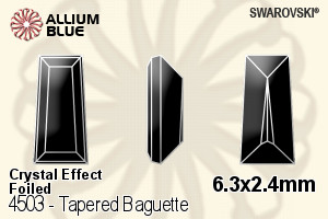 スワロフスキー Tapered Baguette ファンシーストーン (4503) 6.3x2.4mm - クリスタル エフェクト 裏面プラチナフォイル - ウインドウを閉じる