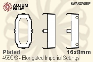 スワロフスキー Elongated Imperialファンシーストーン石座 (4595/S) 16x8mm - メッキ - ウインドウを閉じる