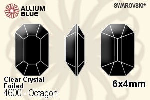 施華洛世奇 Octagon 花式石 (4600) 6x4mm - 透明白色 白金水銀底