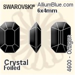 Swarovski Octagon Fancy Stone (4600) 6x4mm - Clear Crystal With Platinum Foiling