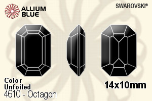 施華洛世奇 Octagon 花式石 (4610) 14x10mm - 顏色 無水銀底
