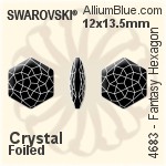 スワロフスキー Fantasy Hexagon ファンシーストーン (4683) 12x13.5mm - クリスタル 裏面プラチナフォイル