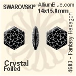 スワロフスキー Fantasy Hexagon ファンシーストーン (4683) 14x15.8mm - クリスタル 裏面プラチナフォイル