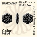 施華洛世奇 Fantasy Hexagon 花式石 (4683) 7.8x8.7mm - 白色（半塗層） 白金水銀底