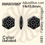 施華洛世奇 Fantasy Hexagon 花式石 (4683) 12x13.5mm - 白色（半塗層） 白金水銀底