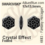 施華洛世奇 Fantasy Hexagon 花式石 (4683) 12x13.5mm - 白色（半塗層） 白金水銀底