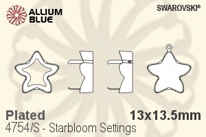 Swarovski Starbloom Settings (4754/S) 13x13.5mm - Plated - Haga Click en la Imagen para Cerrar
