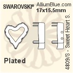 スワロフスキー Sweet Heartファンシーストーン石座 (4809/S) 27x25mm - メッキ