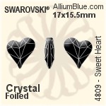 スワロフスキー Sweet Heart ファンシーストーン (4809) 17x15.5mm - クリスタル 裏面プラチナフォイル