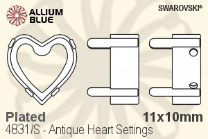 Swarovski Antique Heart Settings (4831/S) 11x10mm - Plated - Click Image to Close